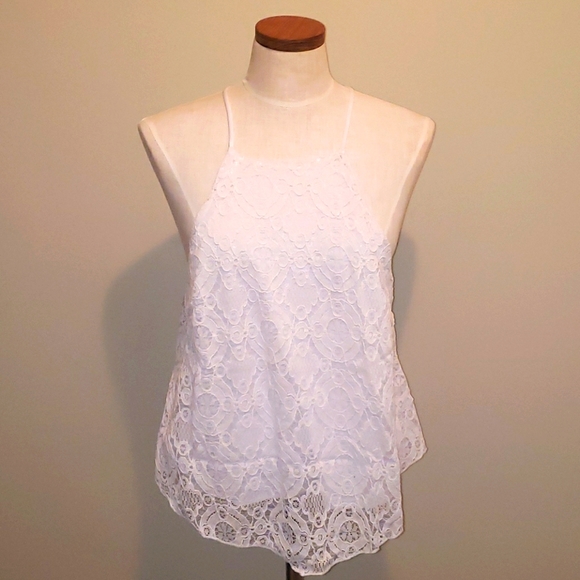 Charlotte Russe Tops - Charlotte Russe Lace Halter Top White 2X